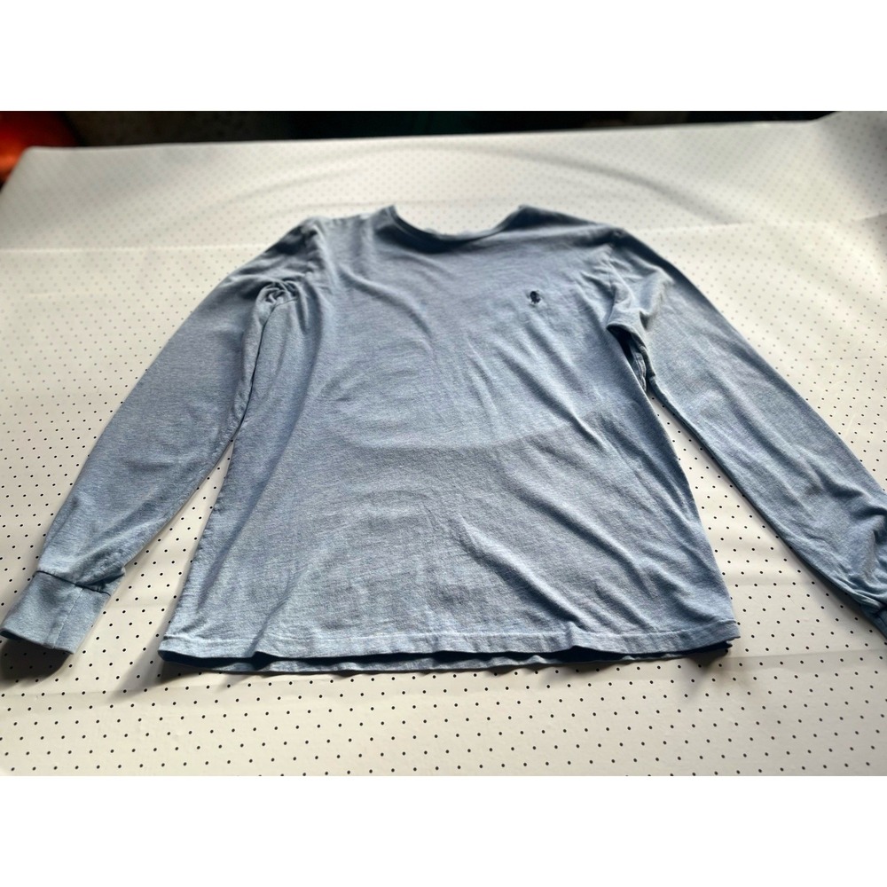 Polo Ralph Lauren Long Sleeve Tee Mens Small Blue Pony Logo Heathered Cotton